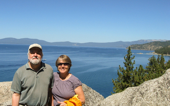 Sandy and Eric Overlooking Lake Tahoe