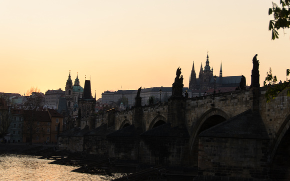 St Charles Bridge and Castle at Sunset