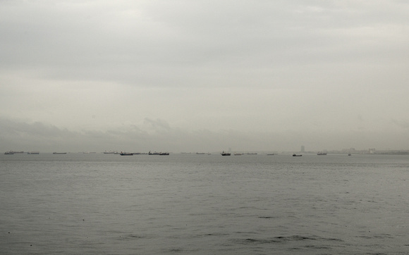 Cargo Ships Waiting at Istanbul at Dawn