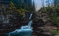 HDR of Waterfall in Glacier National Park