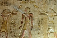 Seti I Getting Blessing Of Life From Horus And Thoth