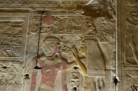 Isis Giving An Ankh (Life) To  Seti I To Drink