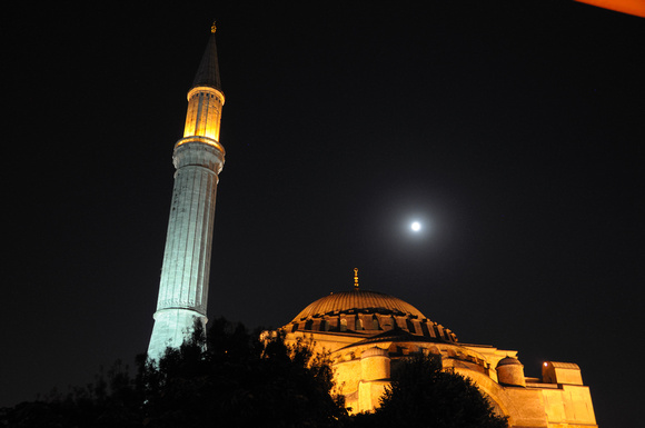 Nighttime Hagia Sophia from Hotel Room